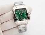 Replica Cartier Santos 100 Watches Stainless Steel Imported 8215 Movement 47.5*39.8MM Green/Blue Dial Men Watch